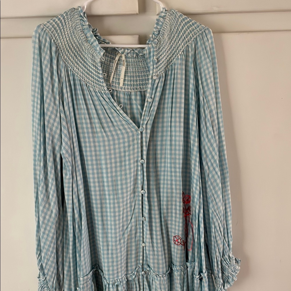 Elegant Blue Checkered Mini Dress